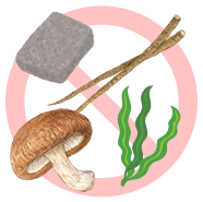 こんにゃく、ゴボウ、シイタケ、海藻など