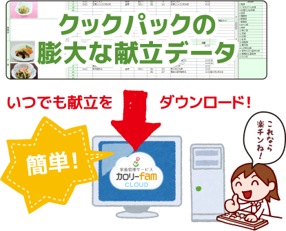 いつでも献立をダウンロード！「カロリーfam」